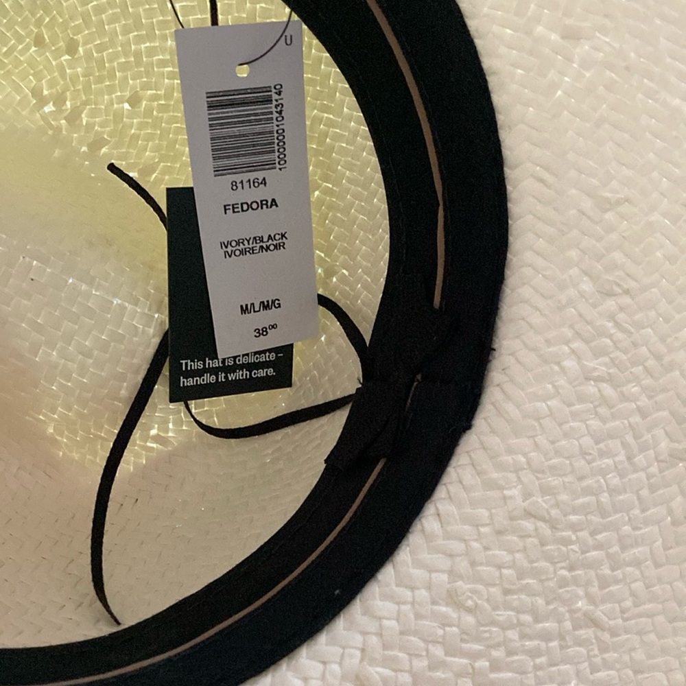 Aritzia Fedora ivory hat  - Brand New with Tag - black ribbon - Picture 13 of 13